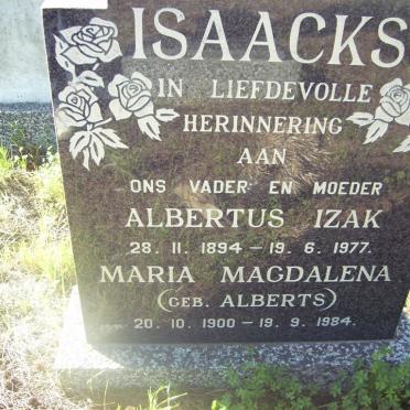 ISAACKS Albertus Izak 1894-1977 &amp; Maria Magdalena ALBERTS 190-1984