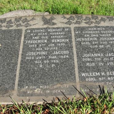 JACOBS Frederick Hendrik -1959 &amp; Josephine -1984 :: JACOBS Henderik Johannes -1934 &amp; Johanna -1961