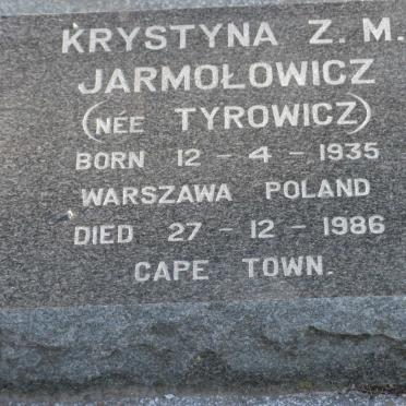 JARMOLOWICZ Krystyna Z.M. nee TYROWICZ 1935-1986