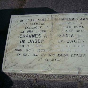 JAGER Johannes A., de 1923-1979 &amp; Maria M. 1921-2006