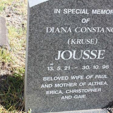 JOUSSE Diana Constance nee KRUSE 1921-1996