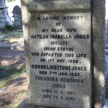 JONES Matilda Isabella nee STEYN -1938 :: JONES Cornelius -1953 :: JONES Theodora Hendrika 1887-1992