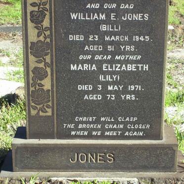 JONES William E. -1945 &amp; Maria Elizabeth -1971 