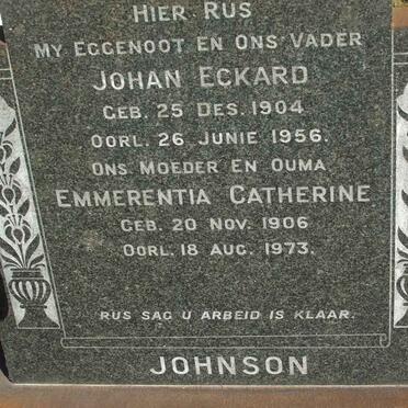 JOHNSON Johan Eckard 1904-1956 &amp; Emmerentia Catherine 1906-1973