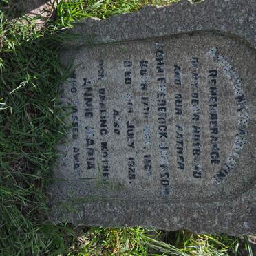 JOHNSON John Frederick 18??-1928 &amp; Annie Maria -1944