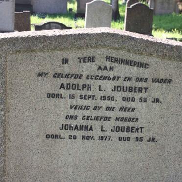 JOUBERT Adolph L. -1950 &amp; Johanna L. -1977