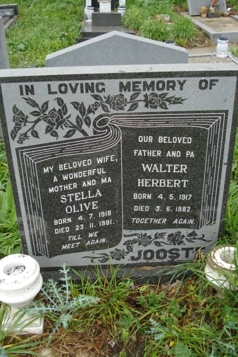JOOSTE Walter Herbert 1917-1982 &amp; Stella Olive 1918-1981