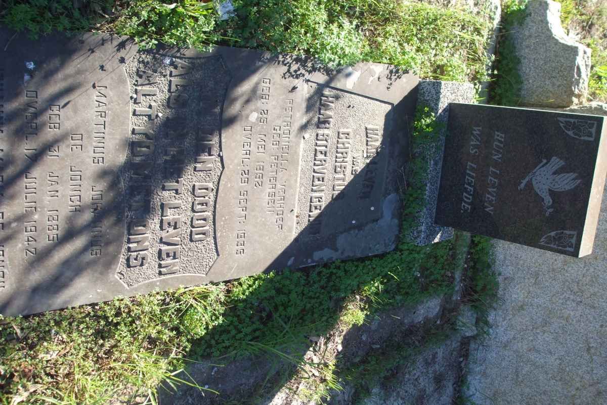 JONGH Marthinus Johannes, de 1885-1972 &amp; Johanna Maria 1889-1972 :: VERHOEF Petronella nee PIETERSE 1952-1935