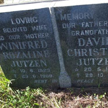 JUTZEN David Christian 1922-1990 &amp; Winifred Rozaline 1923-1988