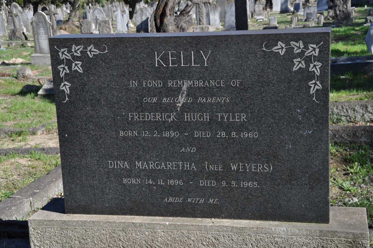 KELLY Frederick Hugh Tyler 1890-1960 &amp; Dina Margaretha WEYERS 1896-1965