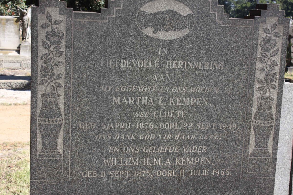 KEMPEN Willem H.M.A. 1875-1966 &amp; Martha E. CLOETE 1876-1949