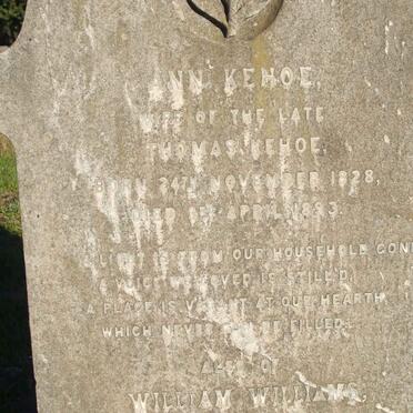 KEHOE Ann 1828-1893 :: WILLIAMS William :: HICKMAN M.J. -1938 &amp; Mary 1853-1926