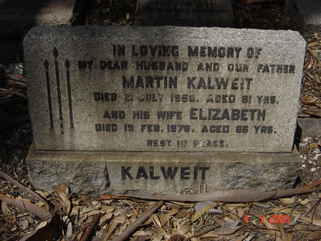 KALWEIT Martin -1950 &amp; Elizabeth -1978