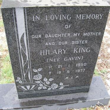 KING Hilary nee GAVIN 1950-1977