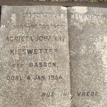 KIESWETTER Magrieta Johanna nee BASSON −1954