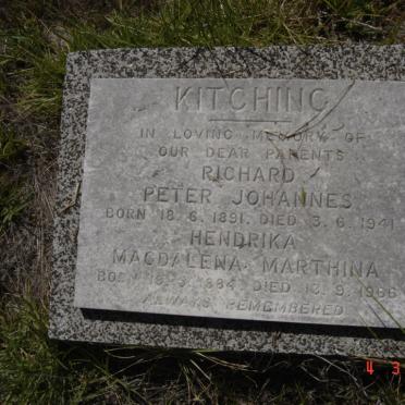 KITCHING Richard Peter Johannes 1891-1941 &amp; Hendrika Magdalena Marthina 1884-1966