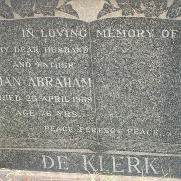 KLERK Jan Abraham, de  -1959