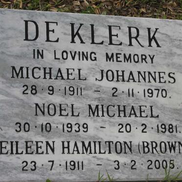 KLERK Michael Johannes, de 1911-1970  &amp; Eileen Hamilton BROWN 1911-2005 :: KLERK Noel Michael, de 1939-1981