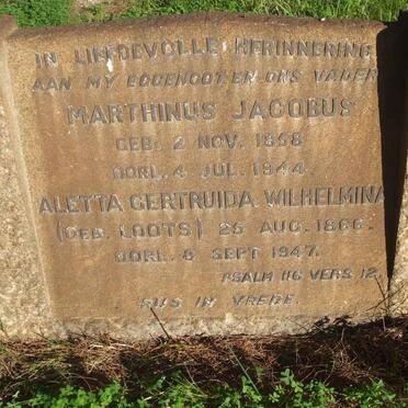 KLERK Marthinus Jacobus, de 1858-1944 &amp; Aletta Gertruida Wilhelmina LOOTS 1866-1947 