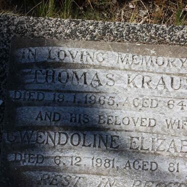 KRAUSE Thomas -1965 &amp; Gwendoline Elizabeth -1981