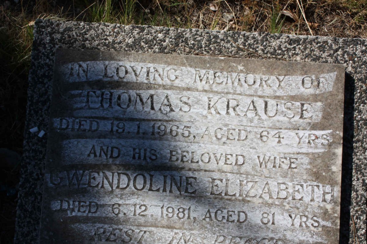 KRAUSE Thomas -1965 &amp; Gwendoline Elizabeth -1981