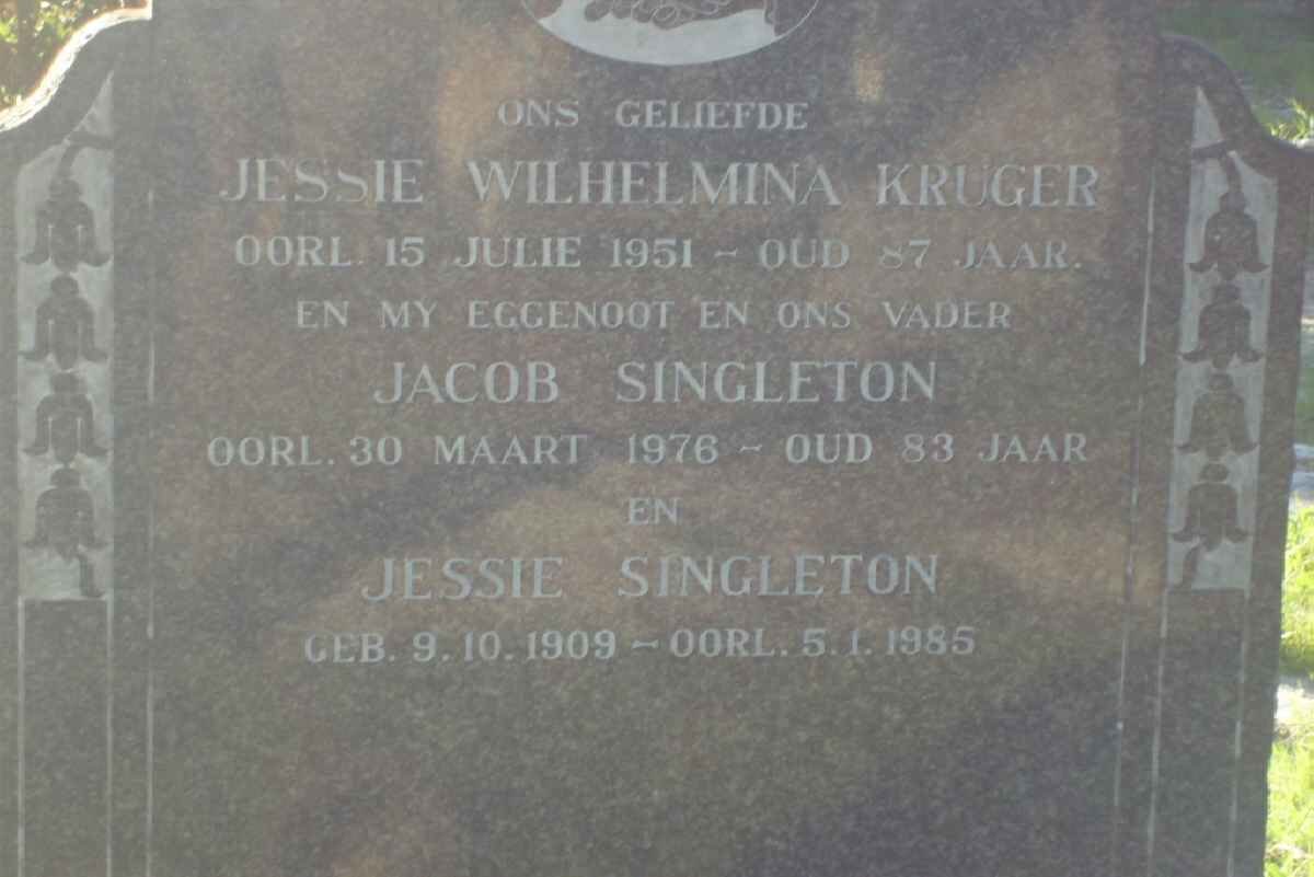 KRUGER Jessie Wilhelmina -1951 :: SINGLETON Jacob -1976 &amp; Jessie 1909-1985