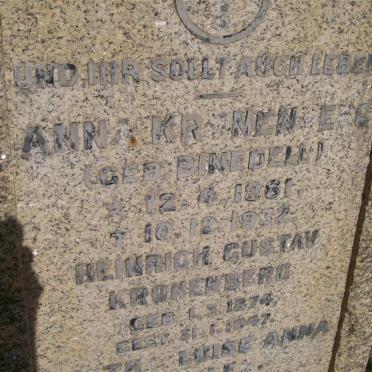 KRONENBERG Heinrich Gustav 1874-1947 &amp; Anna BINEDELL 1881-1932