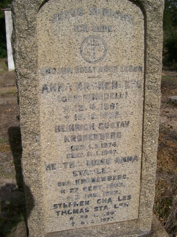 KRONENBERG Heinrich Gustav 1874-1947 &amp; Anna BINEDELL 1881-1932