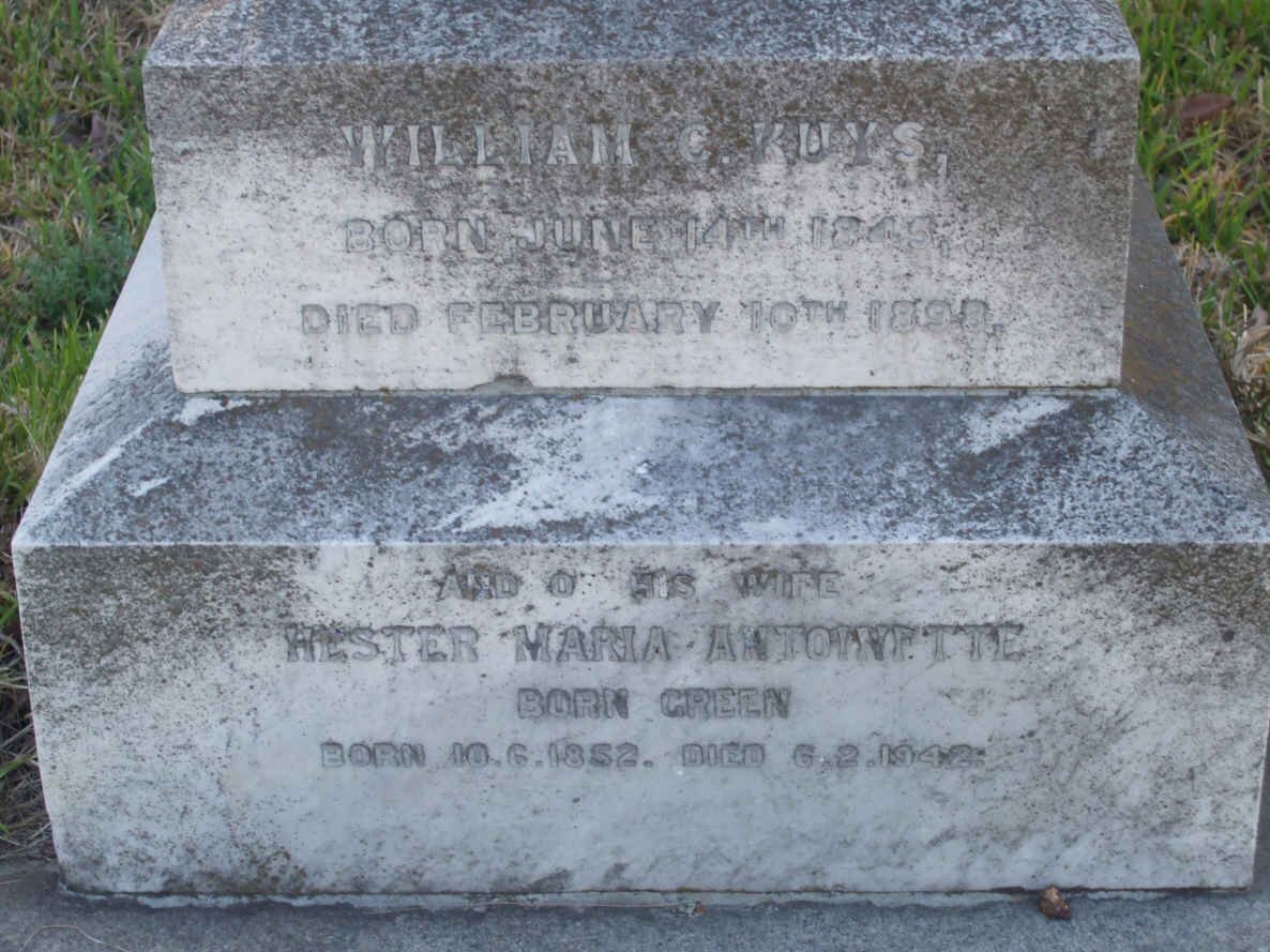 KUYS William C.  1845-1898 &amp; Hester Maria Antoinette GREEN 1852-1942