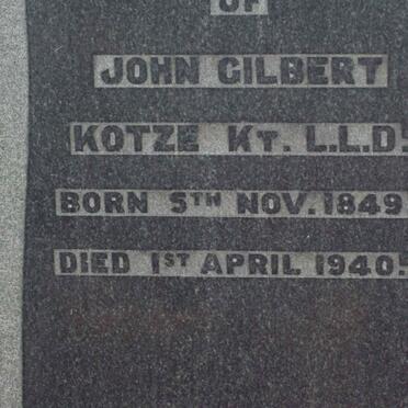 KOTZE John Gilbert 1849-1940
