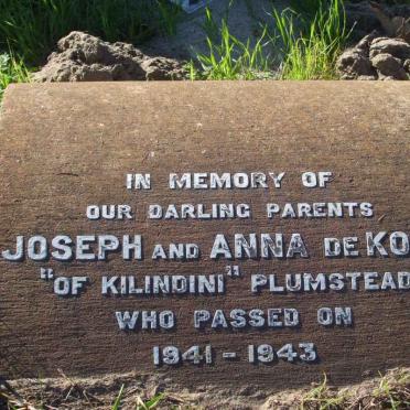 KOCK Joseph, de  -1941 &amp; Anna -1943