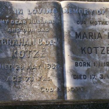 KOTZÉ Abraham B. de V. -1964 &amp; Maria P. 1896-1980