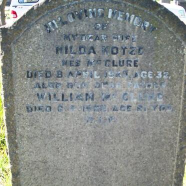 KOTZE Hilda nee McCLURE -1945 :: McCLURE William -19?