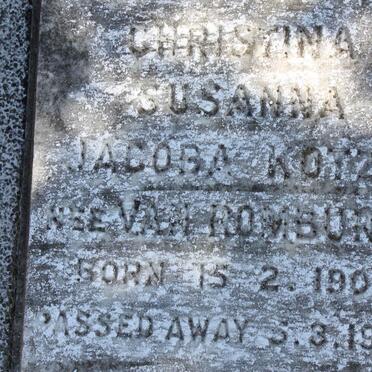 KOTZE Christina Susanna Jacoba nee VAN ROMSBURGH 1900-1965