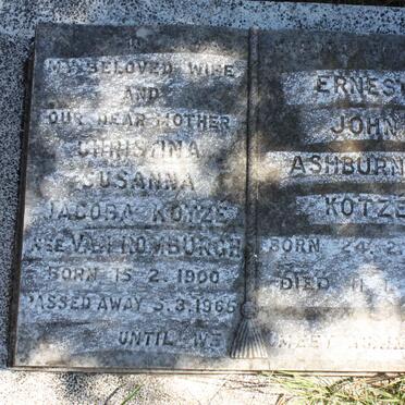 KOTZE Ernest John Ashburner 1895-1970 &amp; Christina Susanna Jacoba VAN ROMSBURGH 1900-1965