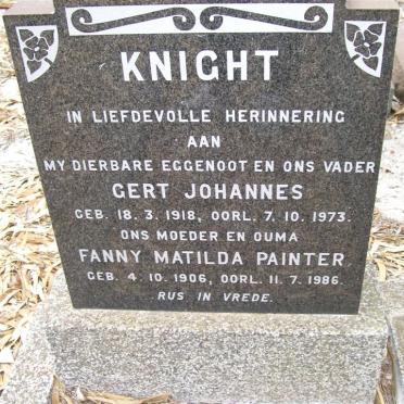 KNIGHT Gert Johannes 1918-1973 &amp; Fanny Matilda PAINTER 1906-1986
