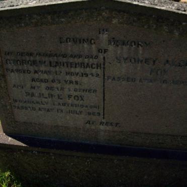 LAUTENBACH George -1942 :: FOX Pauline -1963 :: FOX Sydney Albert -19??