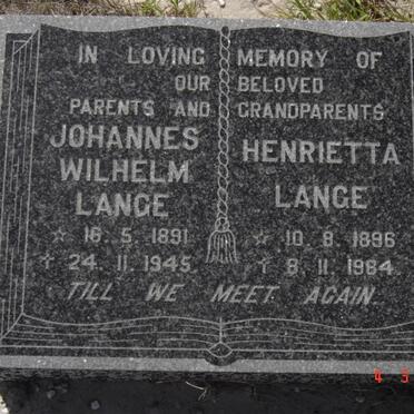 LANGE Johannes Wilhelm 1891-1945 &amp; Henrietta 1896-1984