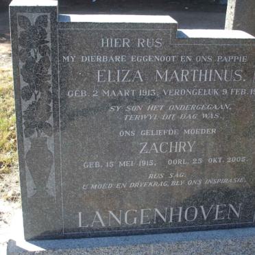 LANGENHOVEN Eliza Marthinus 1913-1955 &amp; Zachry 1915-2005