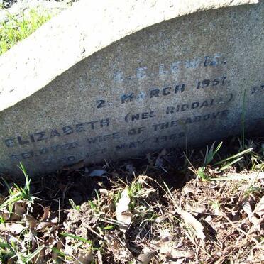 LEWIS C.E. -1951 &amp; Elizabeth RIDDALL -1969