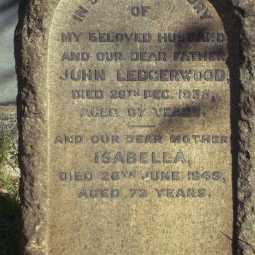 LEDGERWOOD John  -1935 &amp; Isabella  -1946 