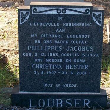 LOUBSER Philippus Jacobus 1893-1969 &amp; Christina Hester 1907-2001