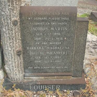 LOUBSER Jacobus Martin 1896-1956 &amp; Barbara Magdalena DE MILANDER  1897-1965