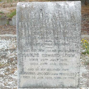 LOUW Charles Edward 1871-1926 ::  LOUW Johanna Jacoba nee KRIEGLER -1958 :: LOUW John Bernard Gordon 1919