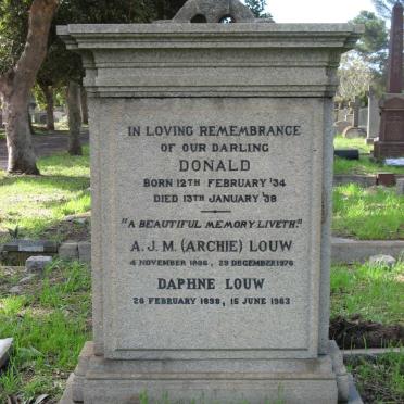 LOUW A.J.M. 1896-1976 &amp; Daphne 1898-1983 :: LOUW Donald 1934-1938