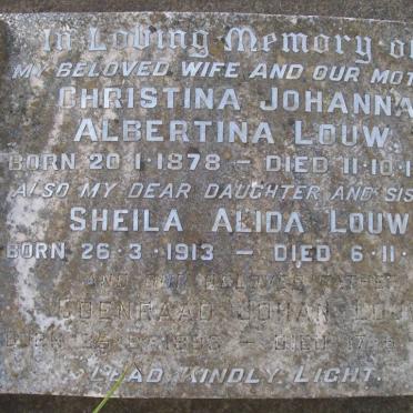 LOUW Coenraad Johan 1888-1970 &amp; Christina Johanna Albertina 1878-1953 :: LOUW  Sheila Alida 1913-1958