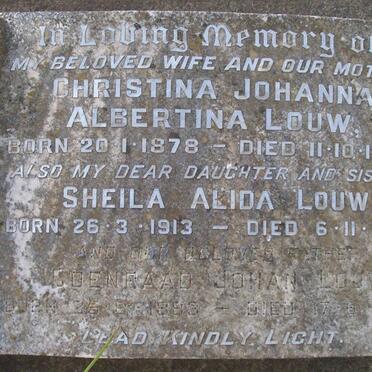 LOUW Coenraad Johan 1888-1970 &amp; Christina Johanna Albertina 1878-1953 :: LOUW  Sheila Alida 1913-1958
