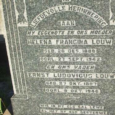 LOUW Ernst Ludovicus 1887-1946 &amp; Helena Francina 1888-1942