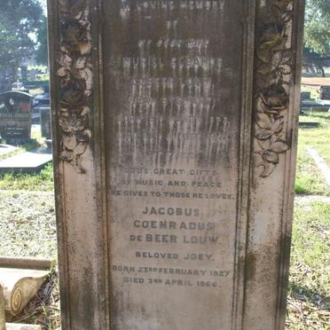 LOUW Jacobus Coenradus de Beer 1927-1966 &amp; Muriel Eleanor 1892-1941