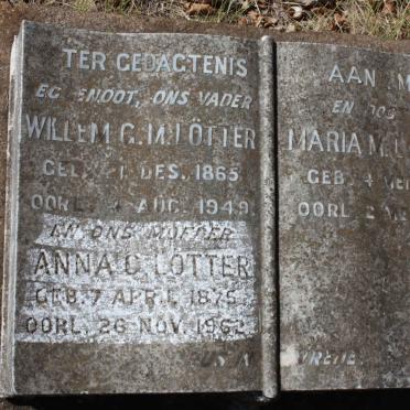 LÖTTER Willem G.M. 1865-1949 &amp; Anna C. 1875-1962 :: LÖTTER Maria M. 1898-1930